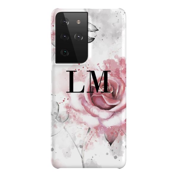 Personalised Floral Rose Initials Samsung Galaxy S21 Ultra Case