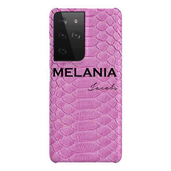 Personalised Pink Snake Skin Name Samsung Galaxy S21 Ultra Case