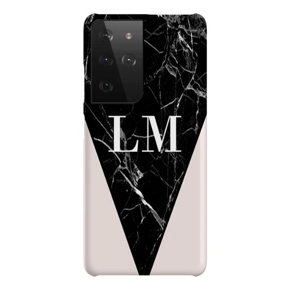 Personalised Pink x Black Marble Contrast Samsung Galaxy S21 Ultra Case
