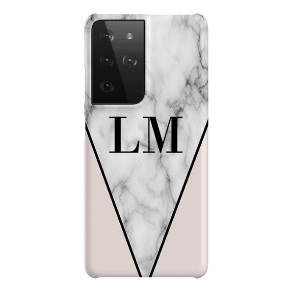 Personalised Pink x Castello Marble Contrast Samsung Galaxy S21 Ultra Case