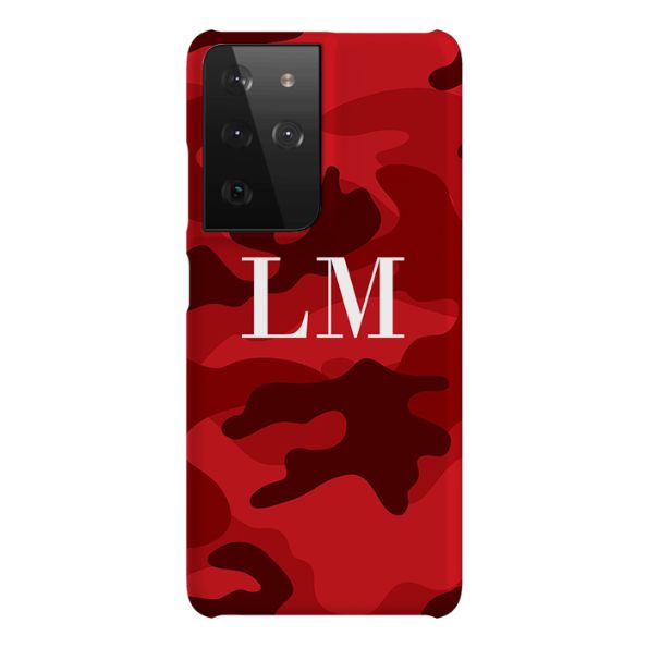 Personalised Red Camouflage Initials Samsung Galaxy S21 Ultra Case