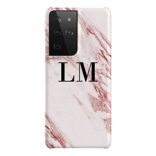 Personalised Rosa Marble Initials Samsung Galaxy S21 Ultra Case