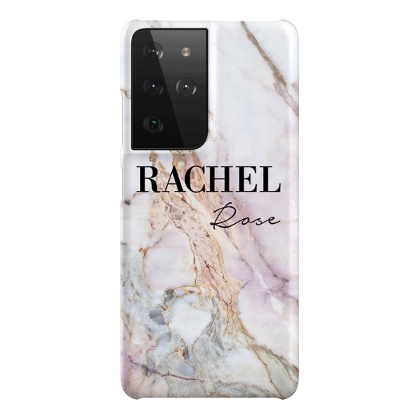 Personalised White Galaxy Marble Name Samsung Galaxy S21 Ultra Case