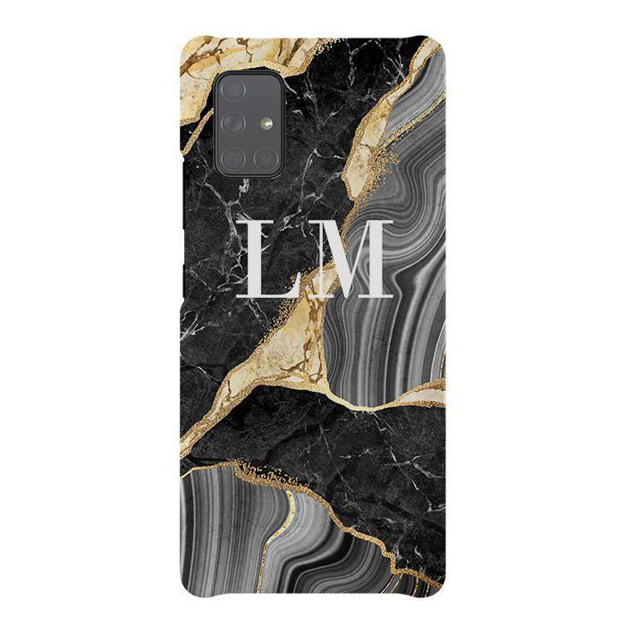 Personalised Black and Gold Marble Name Samsung Galaxy A71 Case
