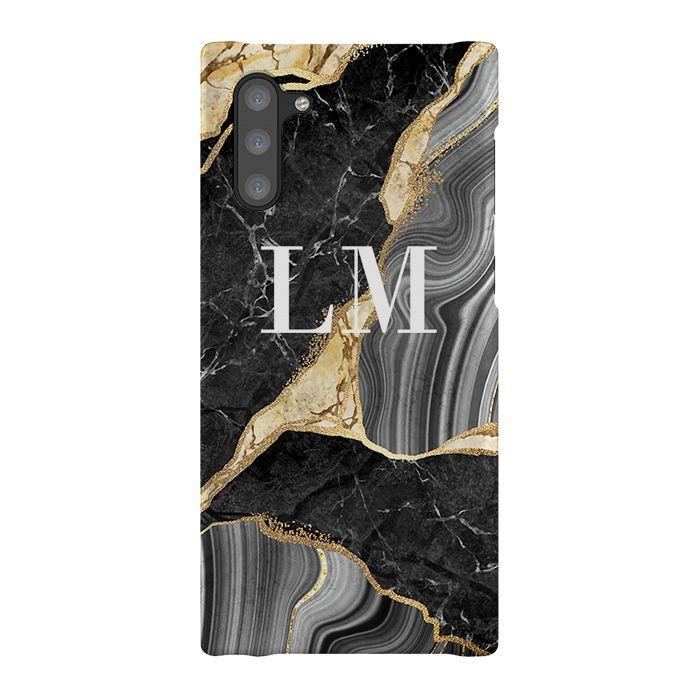 Personalised Black and Gold Marble Name Samsung Galaxy Note 10 Case