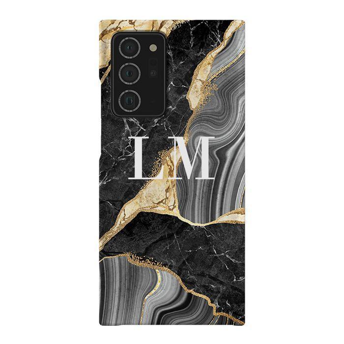 Personalised Black and Gold Marble Name Samsung Galaxy Note 20 Ultra Case