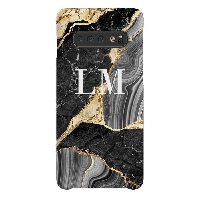 Personalised Black and Gold Marble Name Samsung Galaxy S10 Case