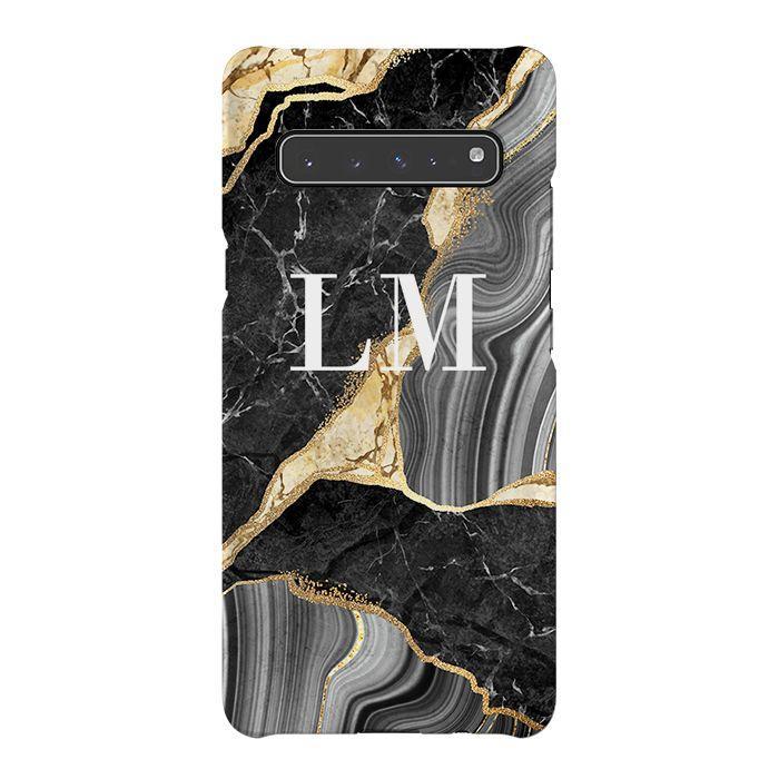 Personalised Black and Gold Marble Name Samsung Galaxy S10 5G Case