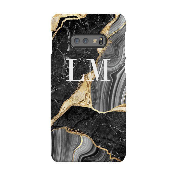 Personalised Black and Gold Marble Name Samsung Galaxy S10e Case
