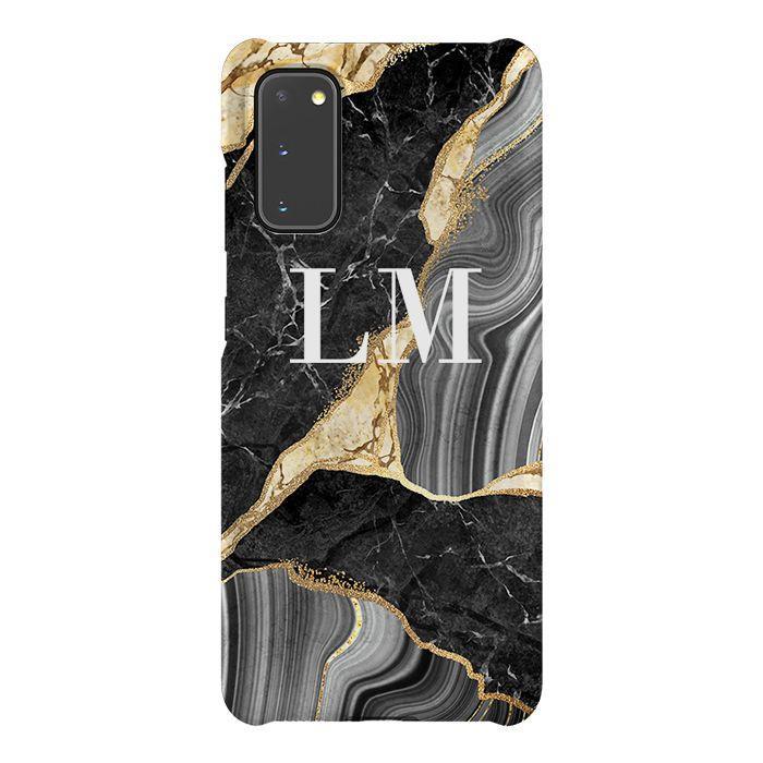 Personalised Black and Gold Marble Name Samsung Galaxy S20 FE Case