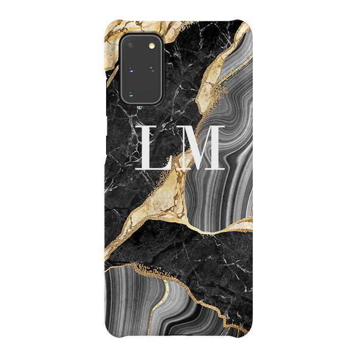 Personalised Black and Gold Marble Name Samsung Galaxy S20 Plus Case