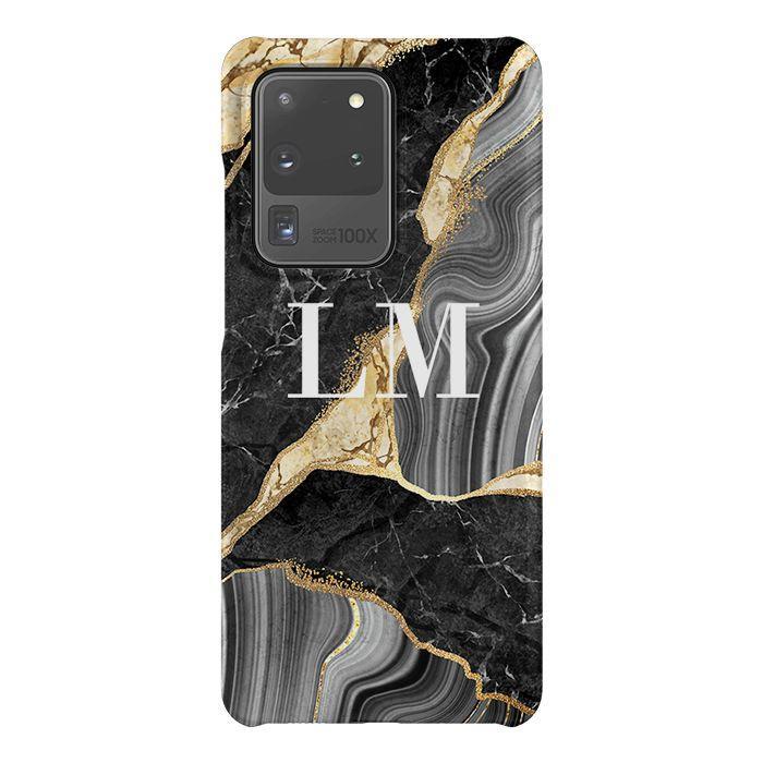 Personalised Black and Gold Marble Name Samsung Galaxy S20 Ultra Case