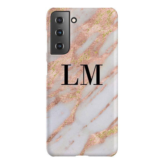 Personalised Aprilia Marble Initials Samsung Galaxy S22 Case