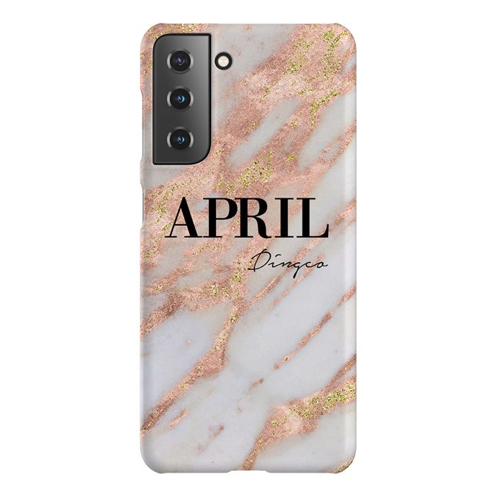 Personalised Aprilia Marble Name Samsung Galaxy S21 Case