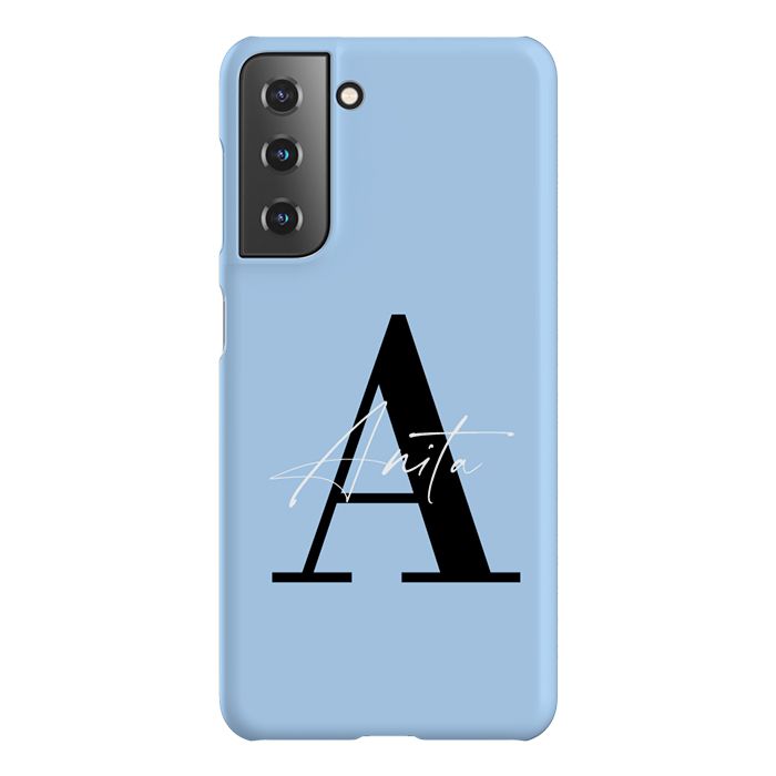 Personalised Baby Blue Name Initial Samsung Galaxy S21 Plus Case