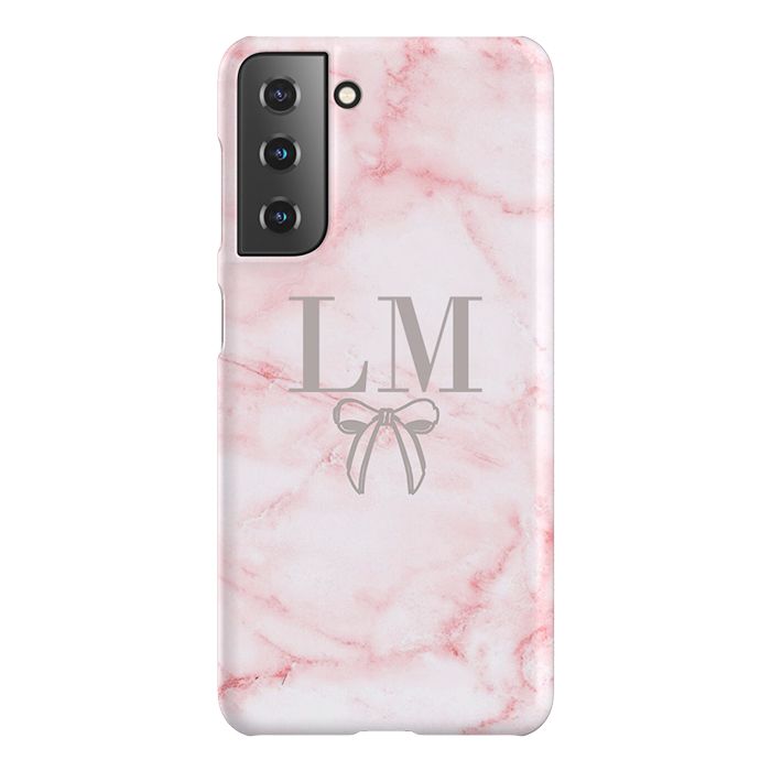 Personalised Cotton Candy Bow Marble Samsung Galaxy S21 Plus Case