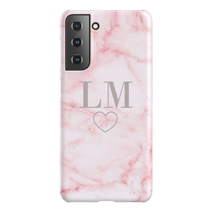 Personalised Cotton Candy Heart Marble Samsung Galaxy S21 FE Case