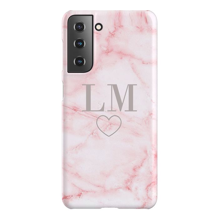 Personalised Cotton Candy Heart Marble Samsung Galaxy S21 Plus Case