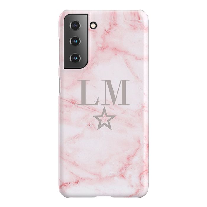 Personalised Cotton Candy Star Marble Initials Samsung Galaxy S21 Plus Case