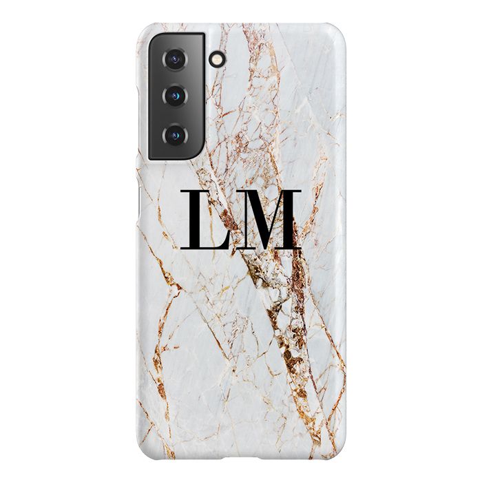 Personalised Cracked Marble Initials Samsung Galaxy S22 Plus Case