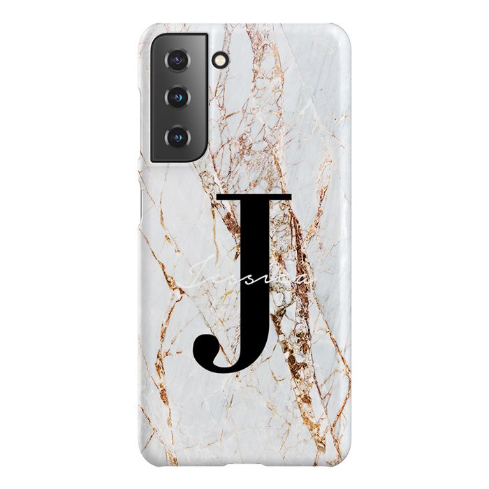 Personalised Cracked Marble Name Initials Samsung Galaxy S21 Case