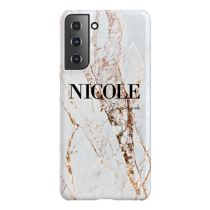 Personalised Cracked Marble Name Samsung Galaxy S21 FE Case