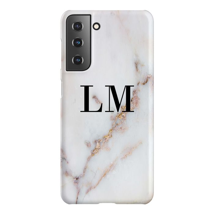 Personalised Gold Stained Marble Initials Samsung Galaxy S22 Plus Case