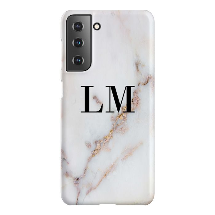 Personalised Gold Stained Marble Initials Samsung Galaxy S21 FE Case