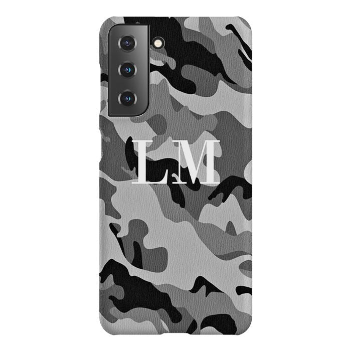 Personalised Grey Camouflage Initials Samsung Galaxy S22 Plus Case