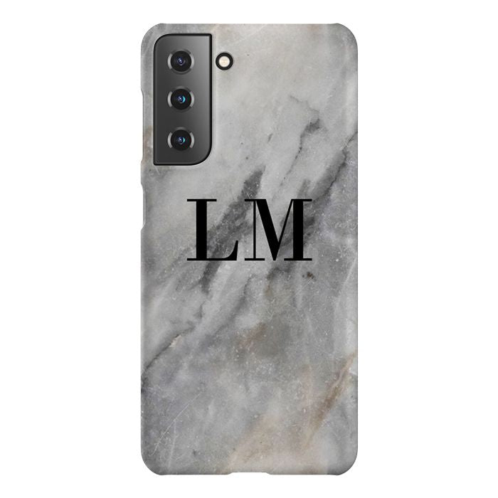 Personalised Grey Stone Marble Initials Samsung Galaxy S22 Case