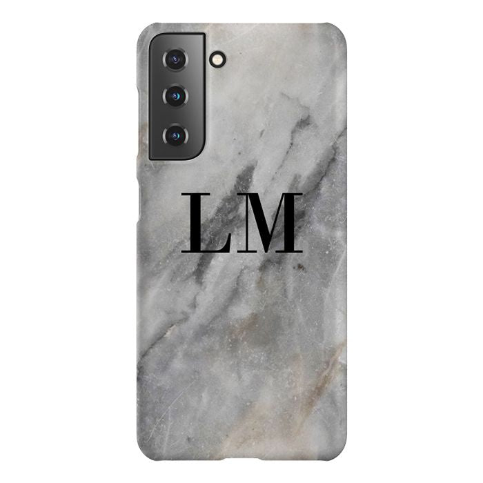 Personalised Grey Stone Marble Initials Samsung Galaxy S21 FE Case