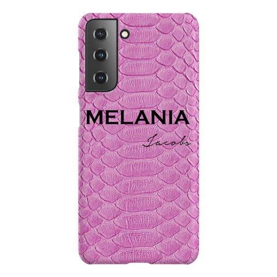 Personalised Pink Snake Skin Name Samsung Galaxy S21 Case