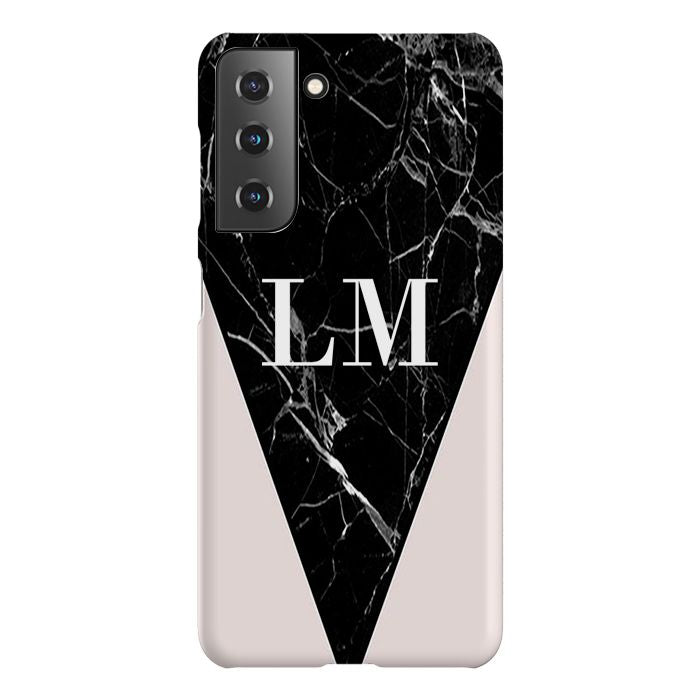 Personalised Pink x Black Marble Contrast Samsung Galaxy S22 Plus Case