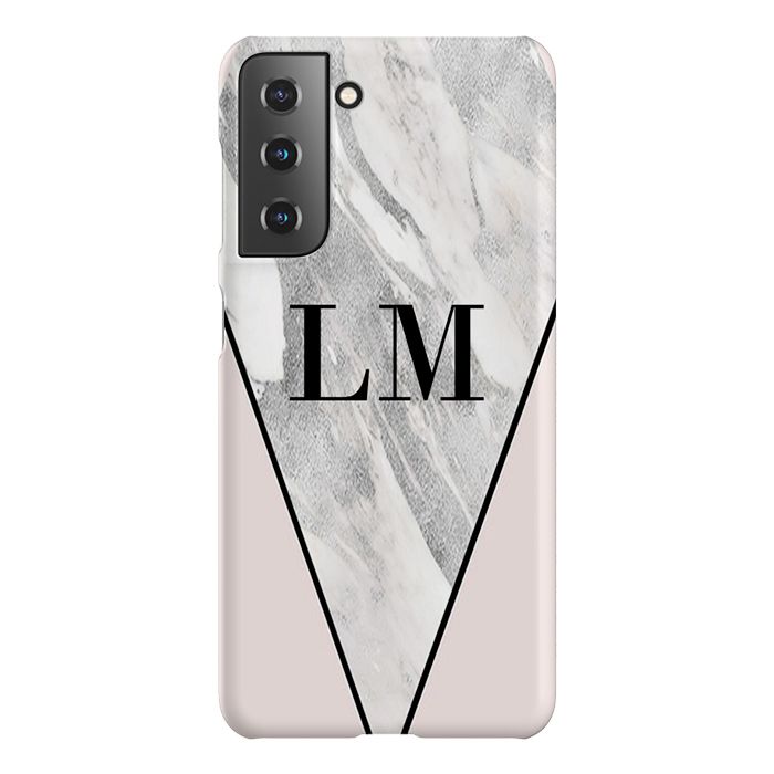 Personalised Pink x Castello Marble Contrast Samsung Galaxy S22 Case
