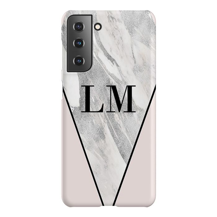 Personalised Pink x Castello Marble Contrast Samsung Galaxy S21 FE Case