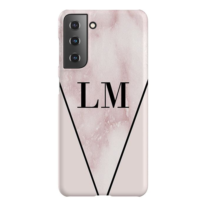 Personalised Pink x Rosa Marble Contrast Samsung Galaxy S21 Plus Case