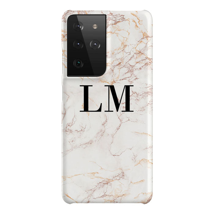 Personalised White Marble Initials Samsung Galaxy S21 Ultra Case