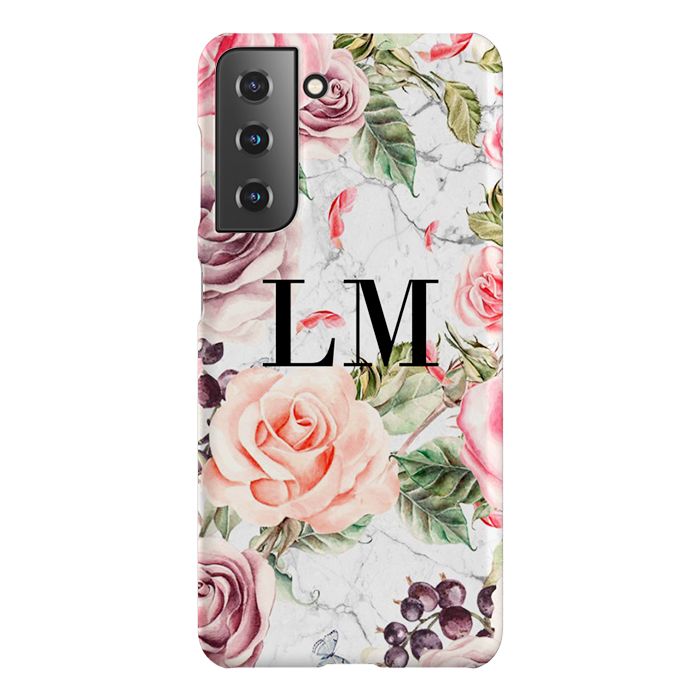 Personalised Watercolor Floral Initials Samsung Galaxy S22 Case