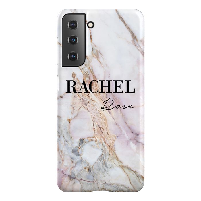 Personalised White Galaxy Marble Name Samsung Galaxy S21 Case