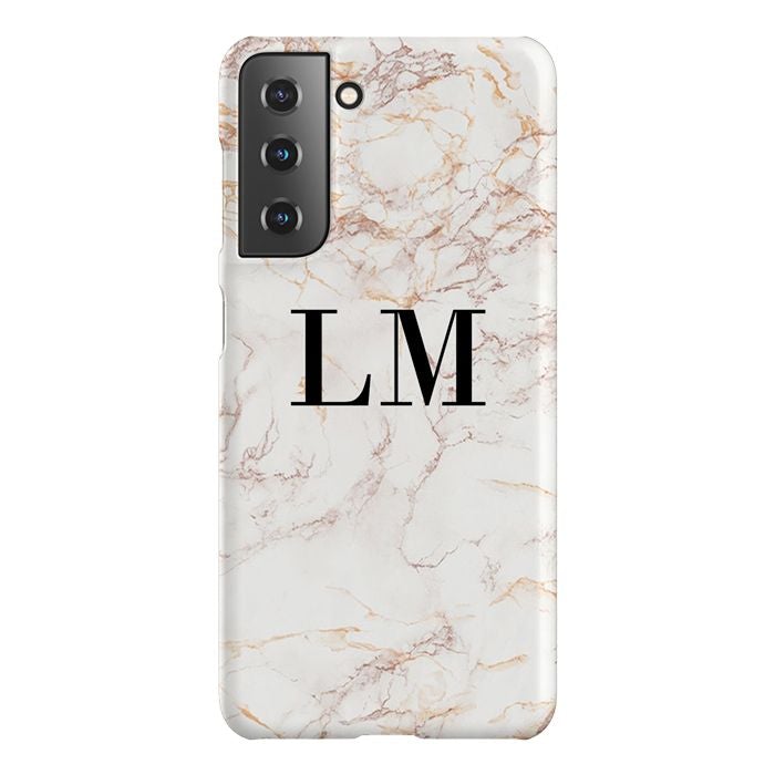 Personalised White Marble Initials Samsung Galaxy S22 Plus Case