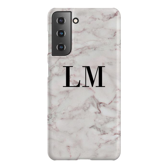 Personalised White Napoli Marble Initials Samsung Galaxy S22 Plus Case
