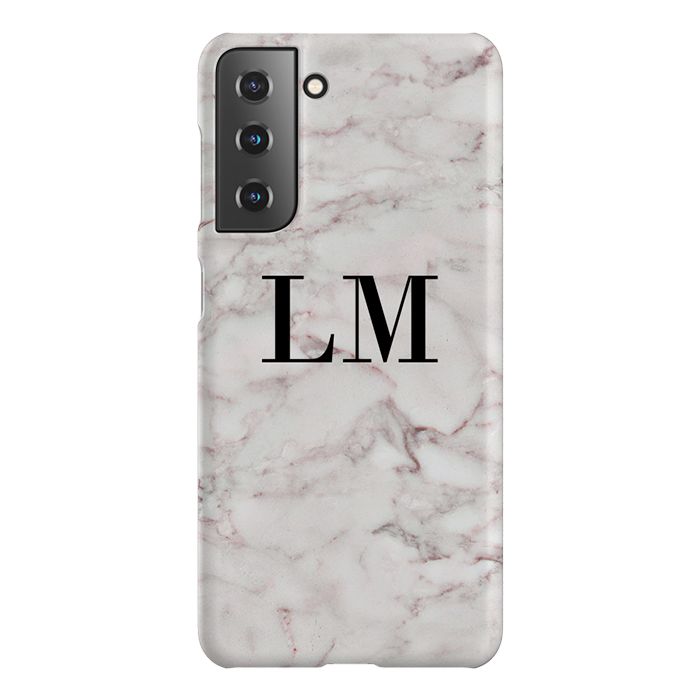 Personalised White Napoli Marble Initials Samsung Galaxy S21 FE Case