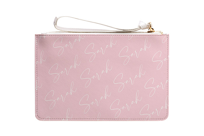 Personalised Script Name All Over Leather Clutch Bag