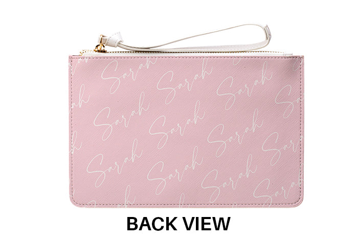 Personalised Script Name All Over Leather Clutch Bag