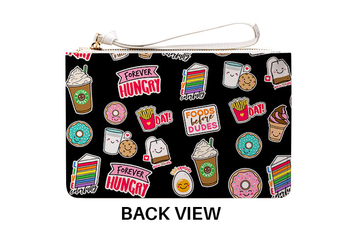 Personalised Foodie Stickers Leather Clutch Bag