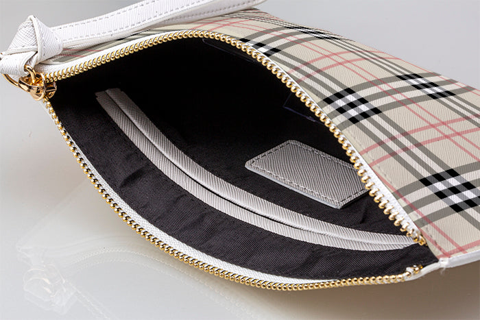 Personalised Tartan Leather Clutch Bag