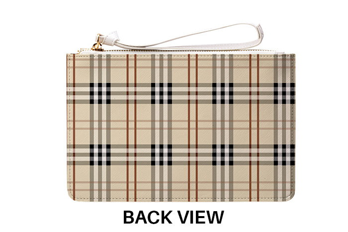 Personalised Yellow Tartan Leather Clutch Bag