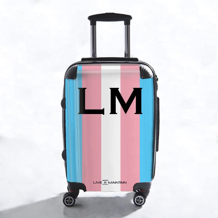 Personalised Transgender Pride Flag Initials Suitcase