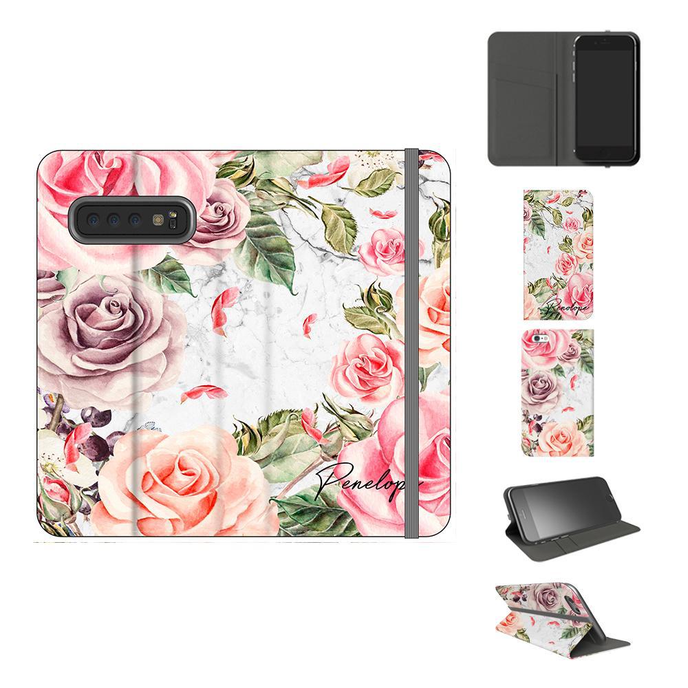 Personalised Watercolor Floral Initials Samsung Galaxy S10 Case