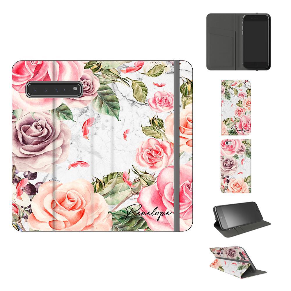 Personalised Watercolor Floral Initials Samsung Galaxy S10 5G Case
